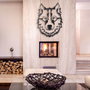 Wallity Wolf v11 Escultura de pared de metal negra